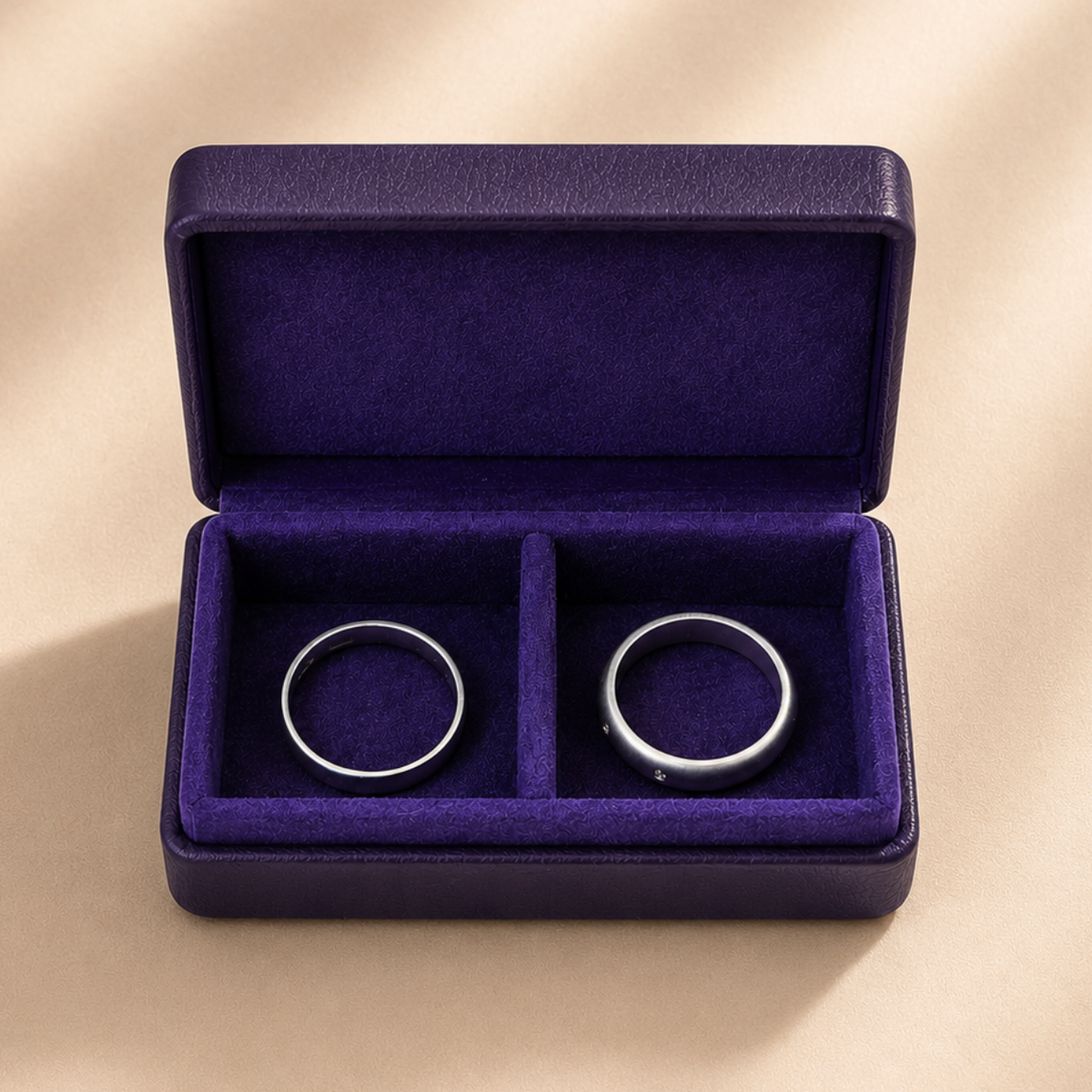 Wedding Ring Box with Partition (7x3.5x2 cm) - Purple