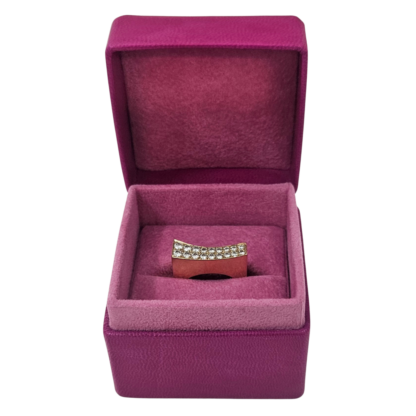 Leather Ring Box (5x5x4 cm) - Fuchsia