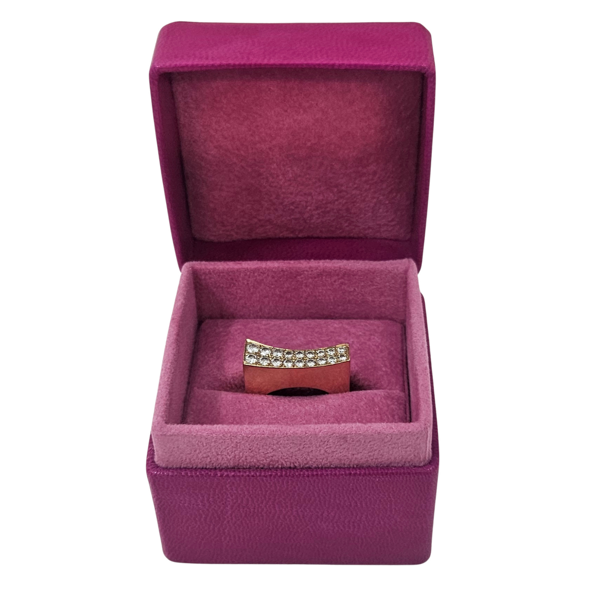 Leather Ring Box (5x5x4 cm) - Fuchsia