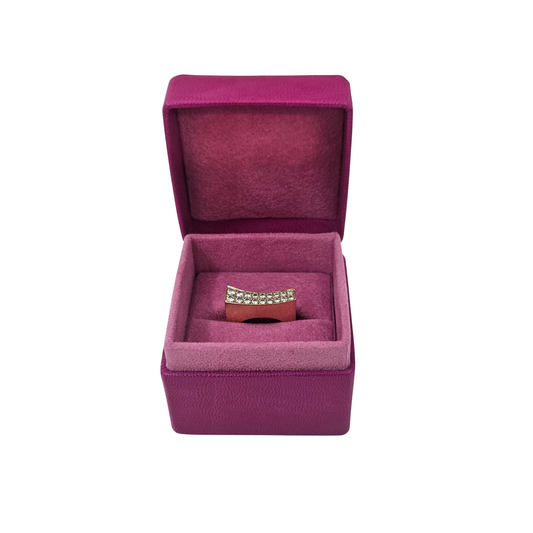 Leather Ring Box (5x5x4 cm) - Fuchsia - Pack of 5