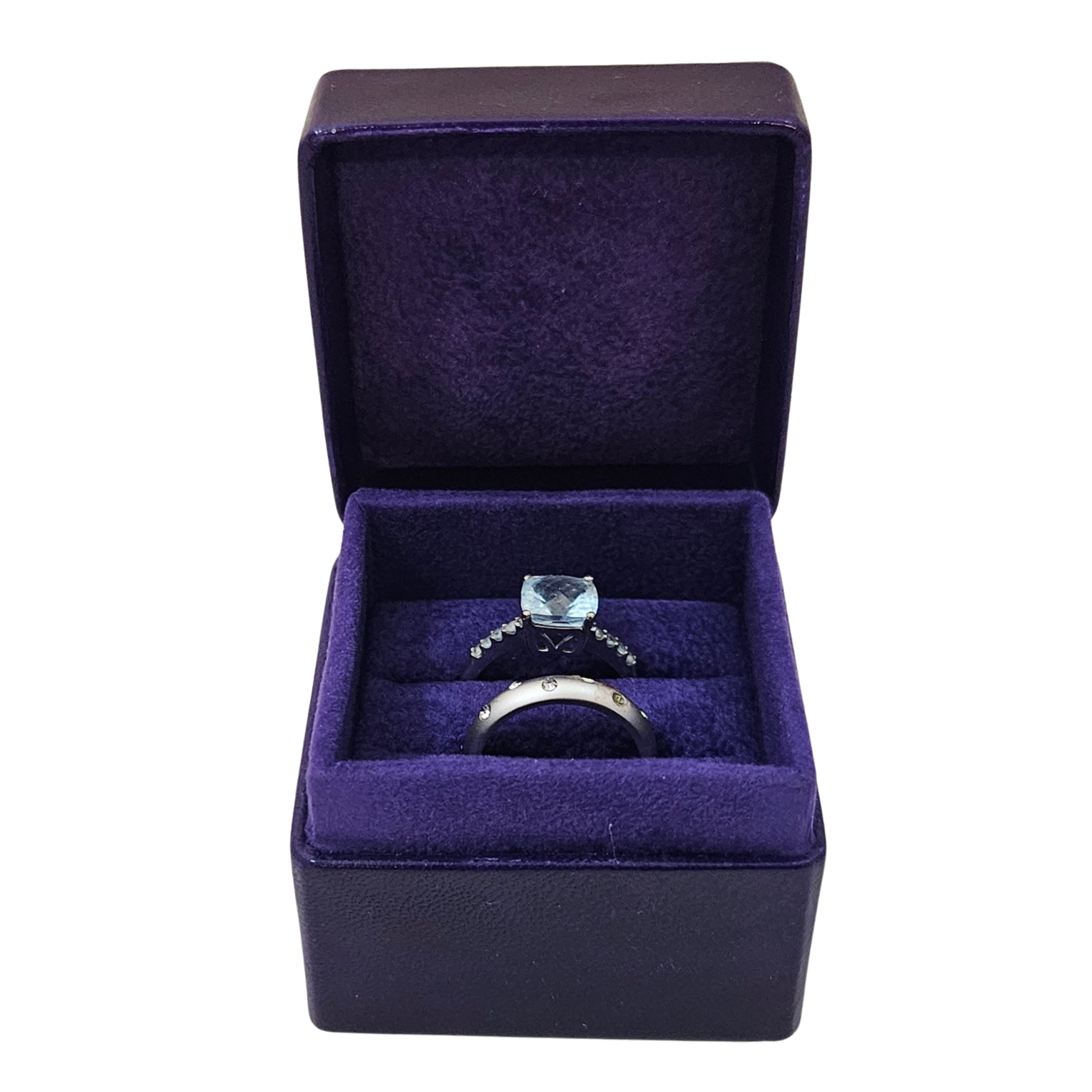 Leather Ring Box (5x5x4 cm) - Purple