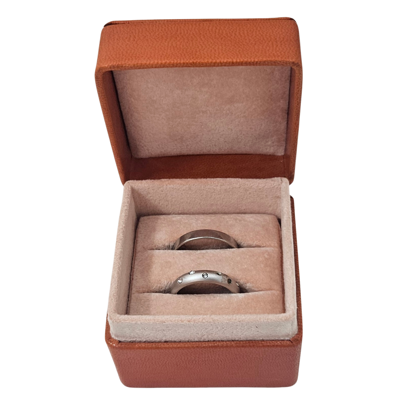 Leather Ring Box (5x5x4 cm) - Orange