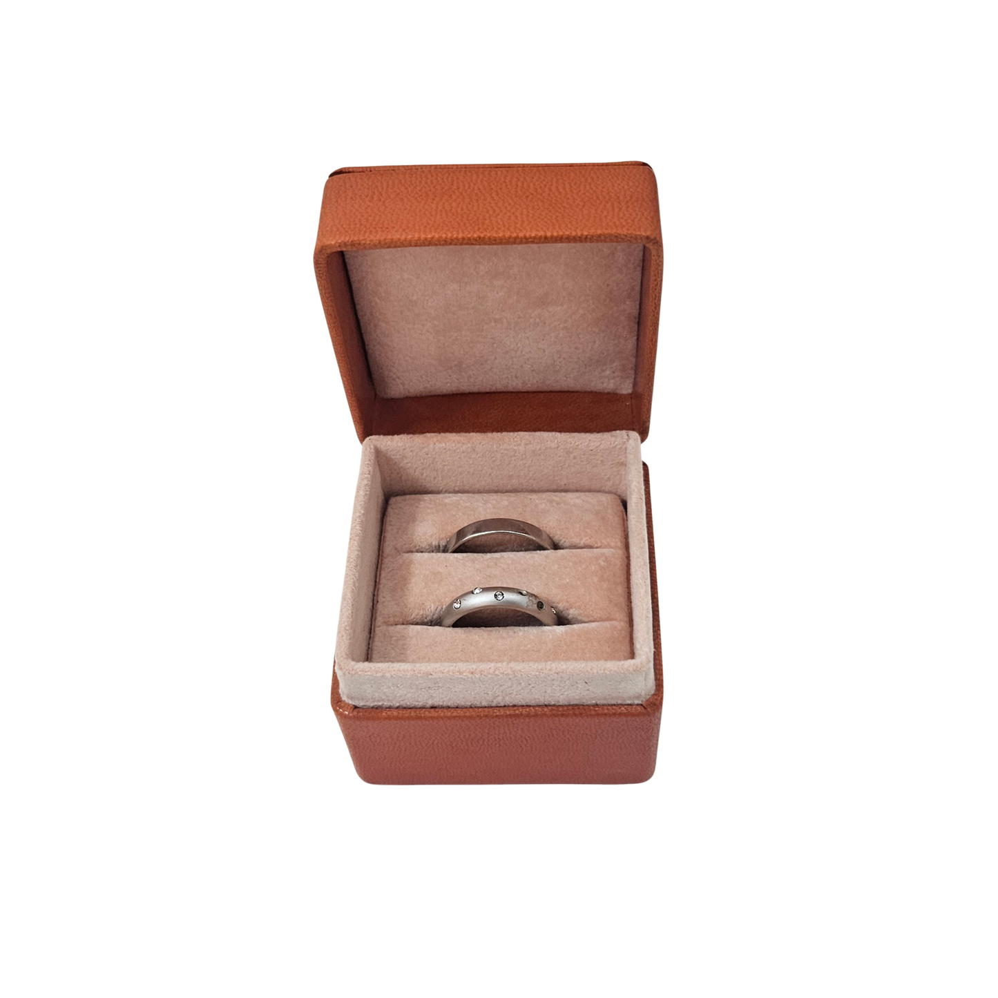Leather Ring Box (5x5x4 cm) - Orange - Pack of 5