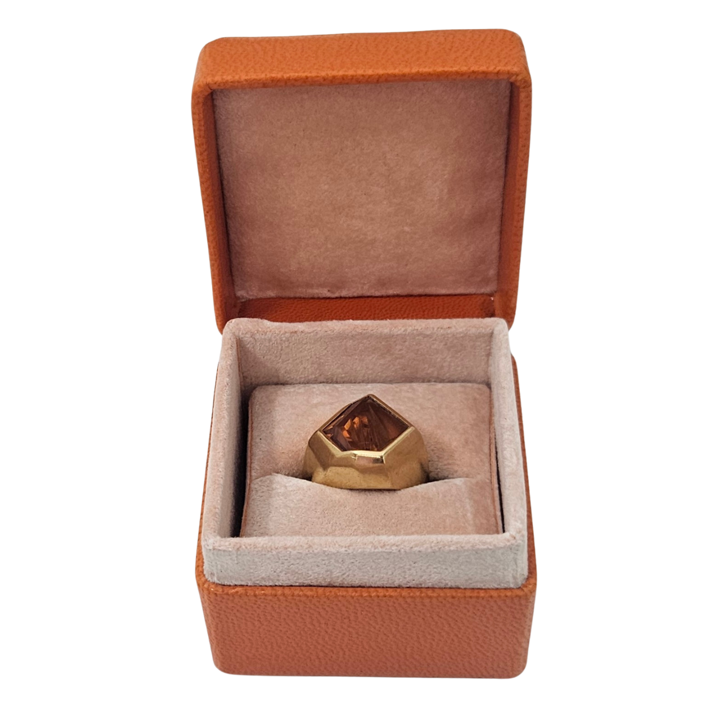 Leather Ring Box (5x5x4 cm) - Orange