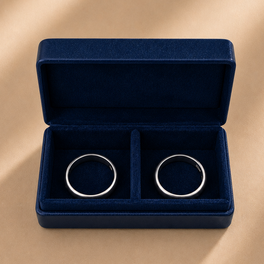Wedding Ring Box with Partition (7x3.5x2 cm) - Navy Blue - PACK OF 5