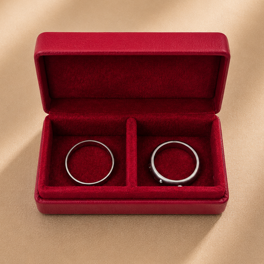Wedding Ring Box with Partition (7x3.5x2 cm) - Red - PACK OF 5